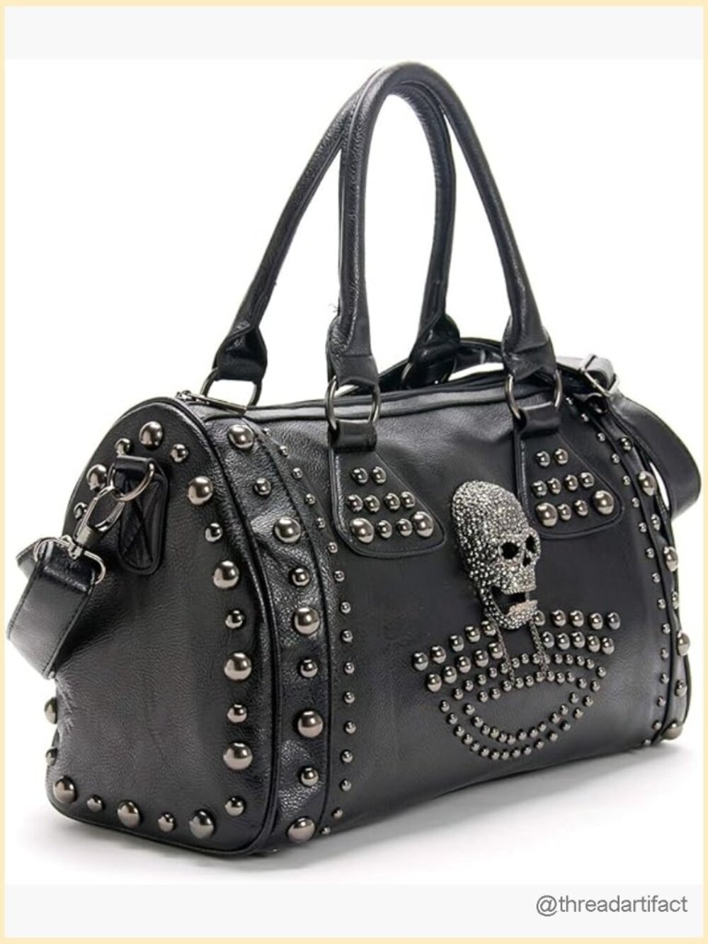 Gothic Skull Studded Doctor Handbag Large Capacity Shoulder Bag